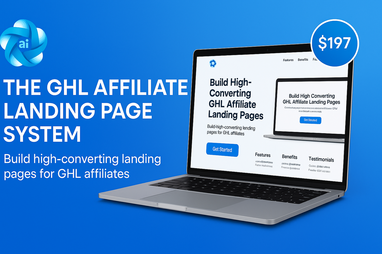 Diagram of the GHL Affiliate Landing Page System showing niche + city pages leading to recurring commissions